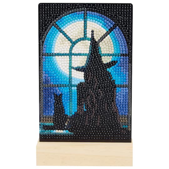 4" x 6" Witch Acrylic Surface Diamond Art Kit with Wood Stand by Make Market®